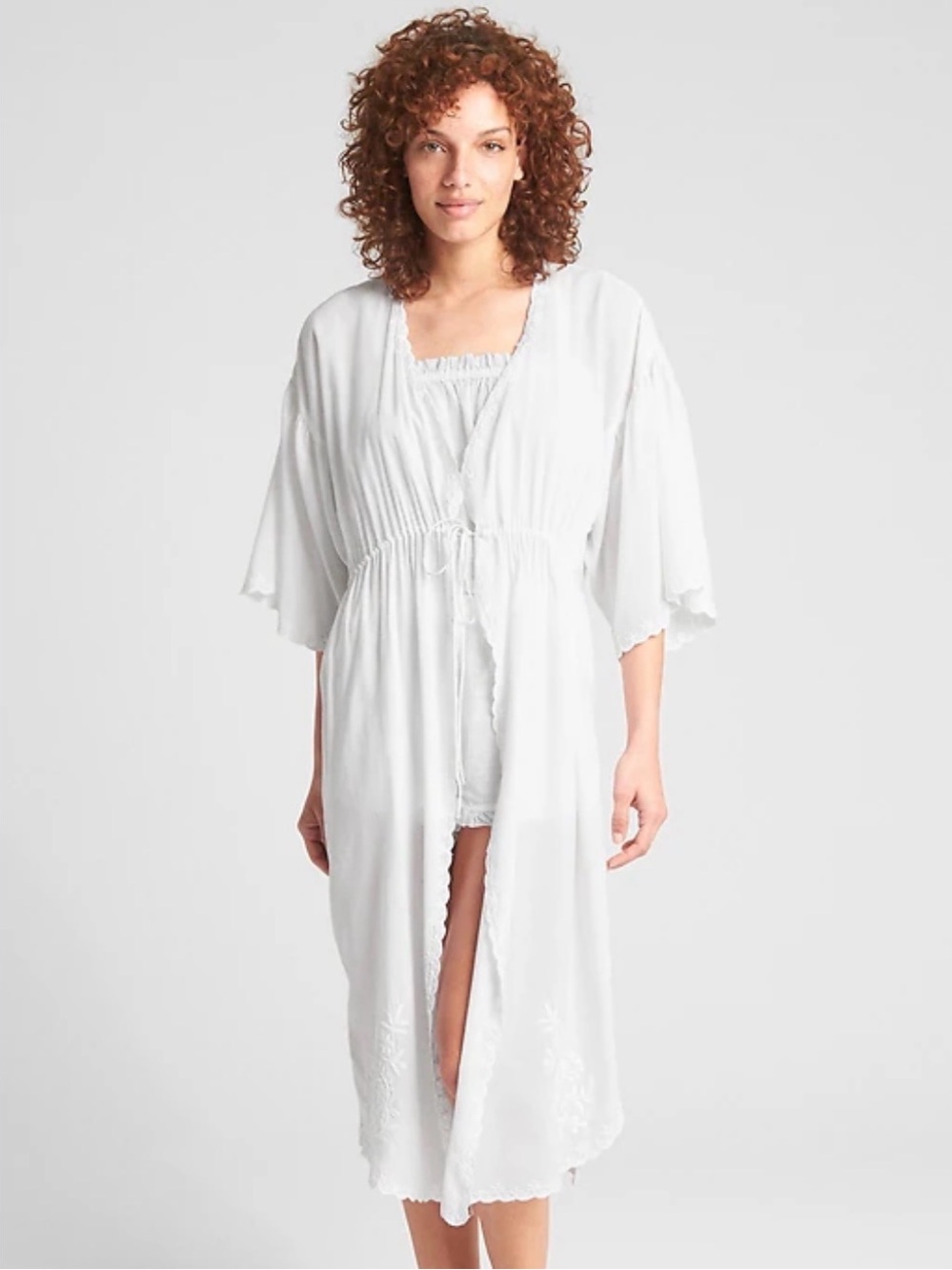 🕊️LOVE by GAP Dreamwell Embroidered Cover-Up Kimono Duster Robe, Sz M/L